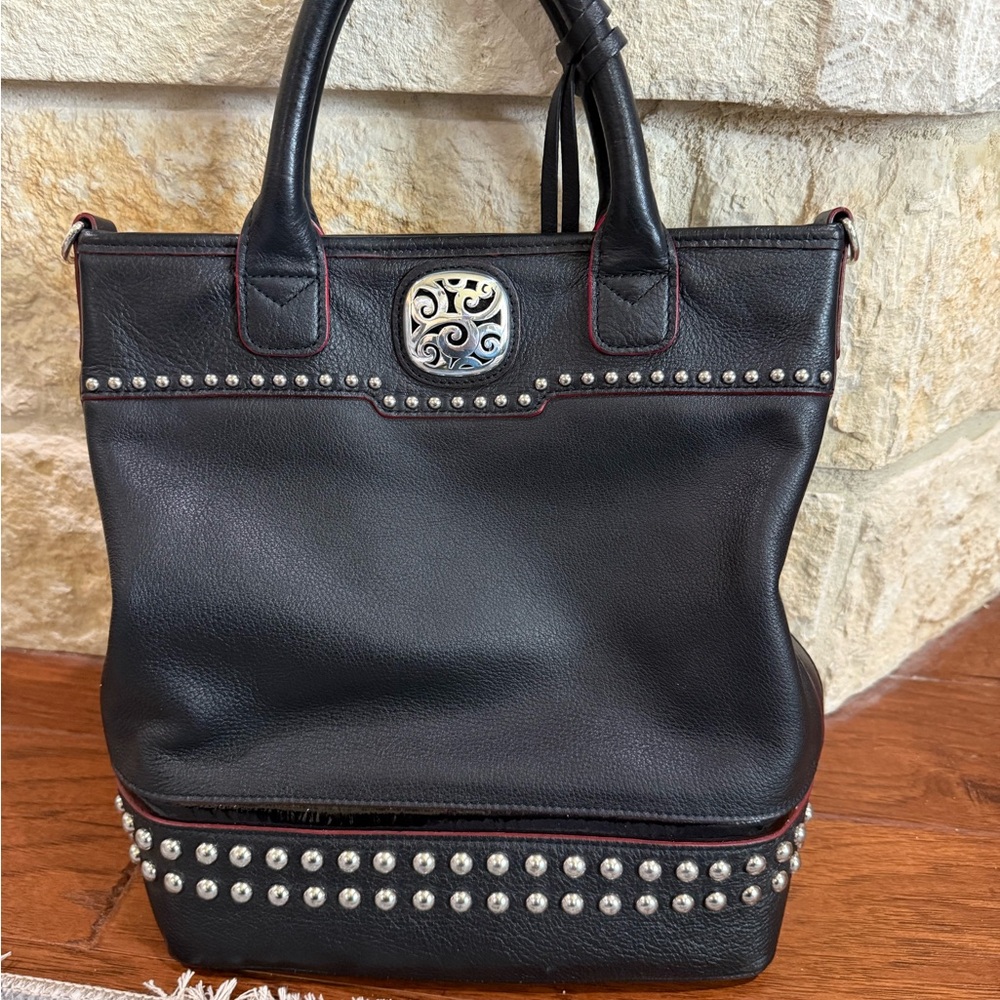 Brighton Black Studded Leather Tote Bag